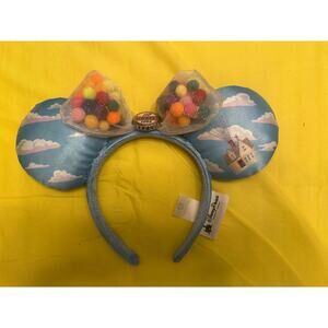 Disney Parks UP Pom Pom Balloons Gossamer Bow Carl n Ellie House Ears Headband